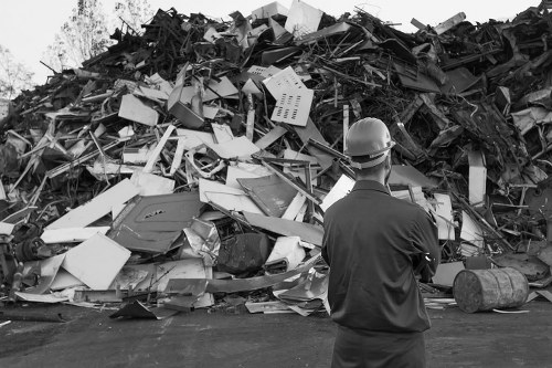 Construction site with waste clearance activities in Morden