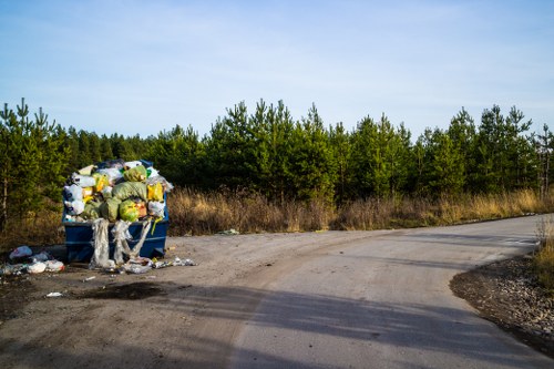 Morden skip on a street ready for collection